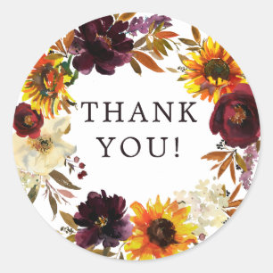 Herbstsonnenblumen Brautparty Classic Rou Runder Aufkleber