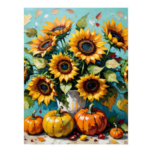Herbstsonnenblumen, Herbstsonnenblumen und Kürbisp