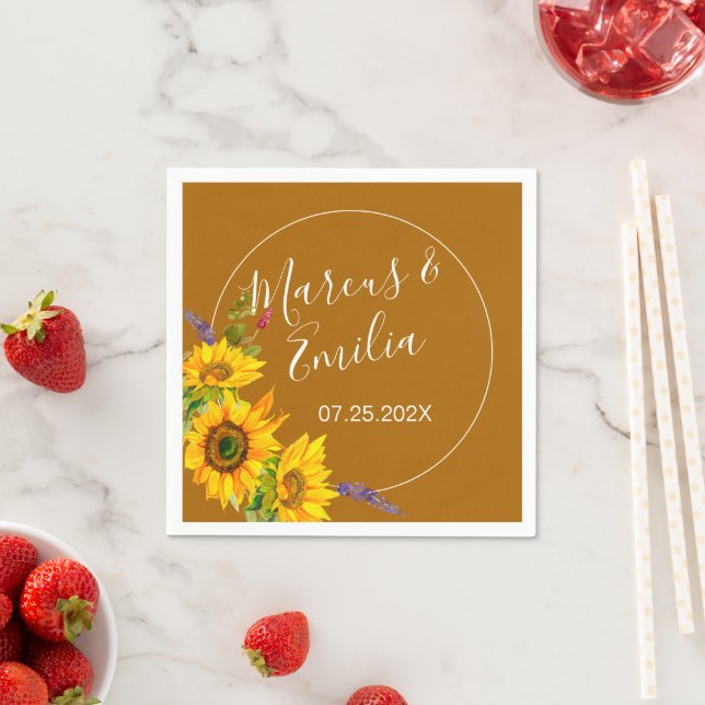 Herbstsonnenblumen Hochzeitspapier Serviette (Beispiel)