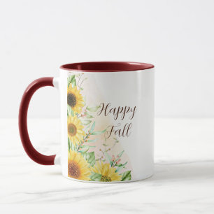 Herbstsonnenblumen mit anpassbarem Text Tasse