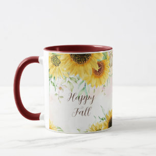 Herbstsonnenblumen mit anpassbarem Text Tasse
