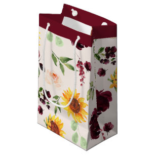 Herbstsonnenblumen und Burgunderrosen Brautparty Kleine Geschenktüte