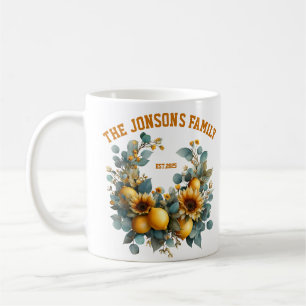 Herbstsonnenblumen und Zitronenfarben Kaffeetasse