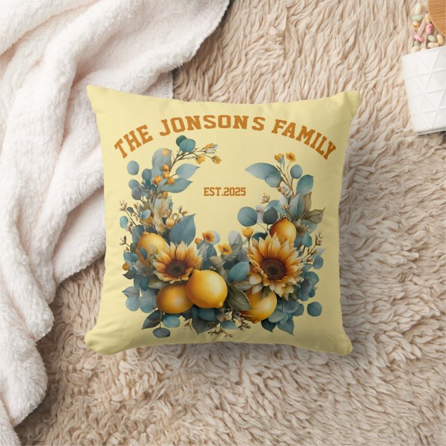Herbstsonnenblumen und Zitronenfarben Kissen (Decke)