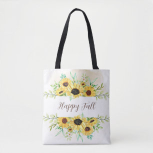 Herbstsonnenblumenrahmen mit anpassbarem Text  Tasche