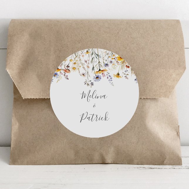 Herbstsonnenschein-Wildblume Hochzeiten Umschlag A Runder Aufkleber (Von Creator hochgeladen)