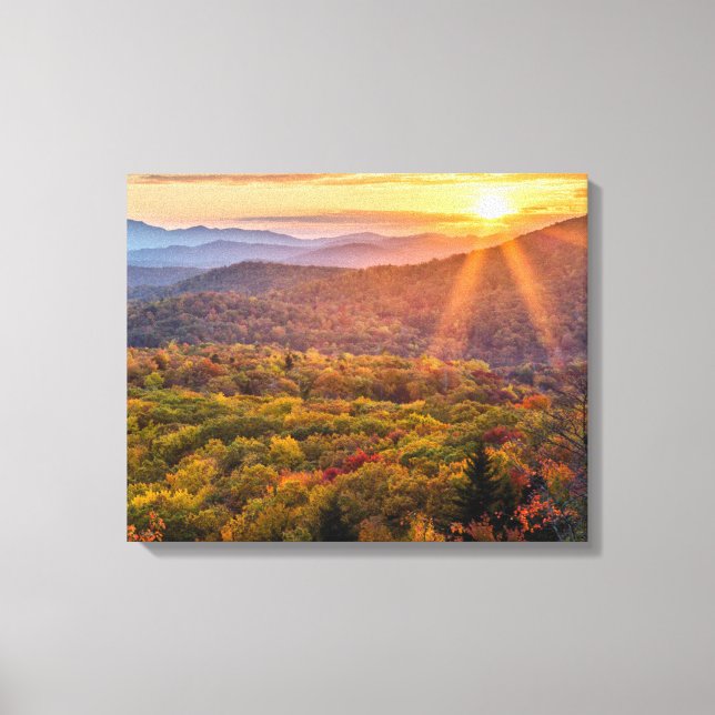 Herbstsonnenuntergang von den Bakonhöhen Leinwanddruck (Vorderseite)