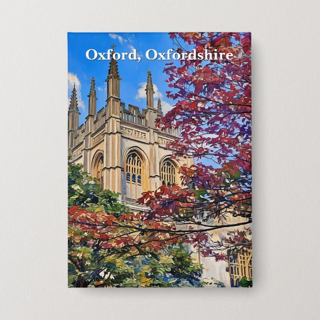 Herbstspiele - Oxford Kathedrale im Herbst Button (Vorderseite)