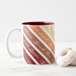 Herbstspieße Streifen und Worte Zweifarbige Tasse