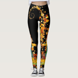 Herbstspur lässt Hübsch schwarz oder braun Leggings