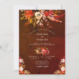 Herbstssplendor florale Marbled Brown Wedding Einladung