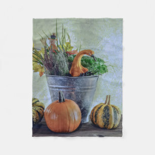 Herbststillleben mit Kürbissen, Blumen Fleecedecke