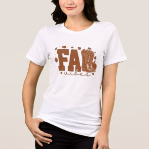 Herbststimmung Cowboy-Stiefel und Kürbis Herbst T- Tri-Blend Shirt