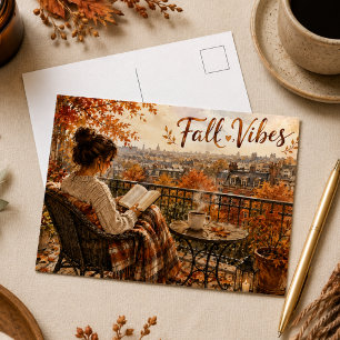 Herbststimmung Gemütlicher Pariser Balkon Grußkart Postkarte