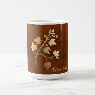 Herbststimmung goldener Rebenzweig braunes Leder Kaffeetasse