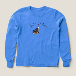 Herbststimmung Süßer Corgi Blau Kinder Langarmshir
