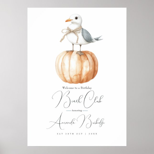 Herbststrandklub-Willkommensschild - Coastal Chic  Poster (Vorne)
