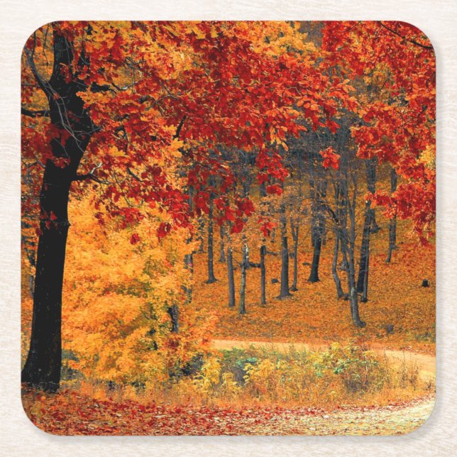 Herbststraße Rechteckiger Pappuntersetzer (Vorderseite)