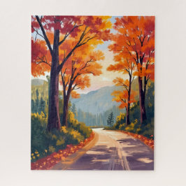 Herbststraße | Wasserfarbe Herbstlaub Blätter