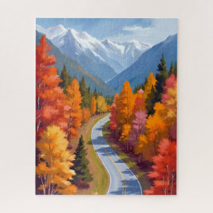 Herbststraße Wasserfarben-Natur Herbstlaub