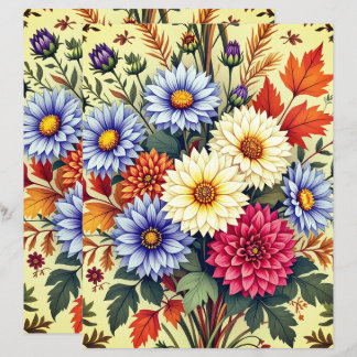 Herbststrauß Astern und Dahlien Scrapbook Papier