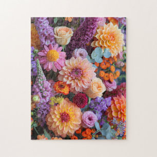 Herbststrauß mit Dahlien, Freesien und Gerbera
