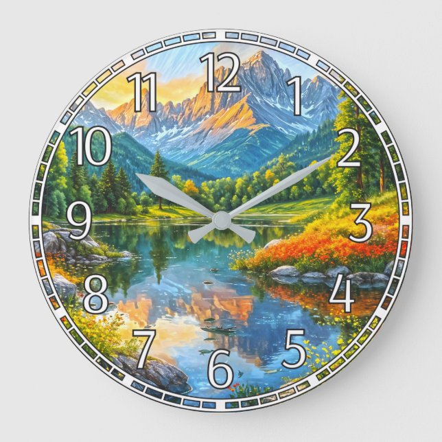 Herbstsymphonie. Blumenharmonie der Natur. Große Wanduhr (Vorderseite)