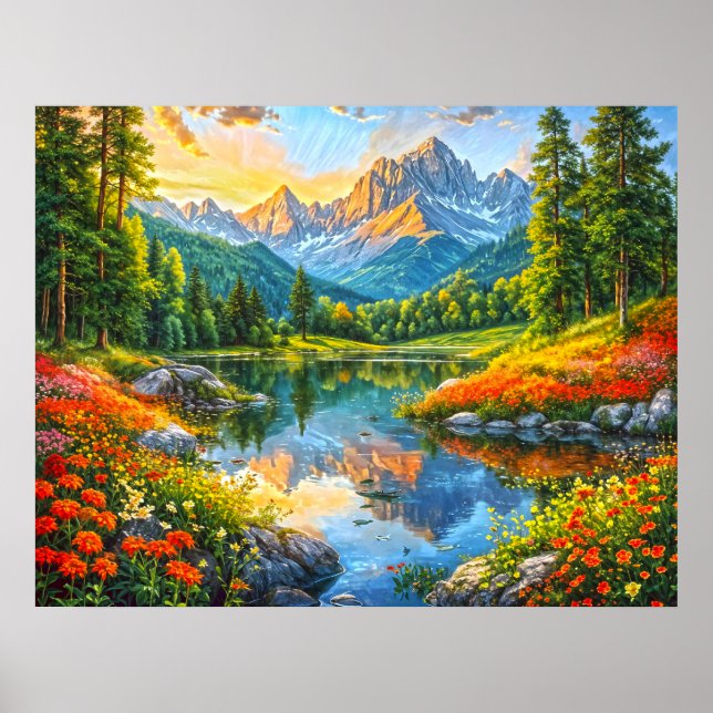 Herbstsymphonie. Blumenharmonie der Natur. Poster (Vorne)