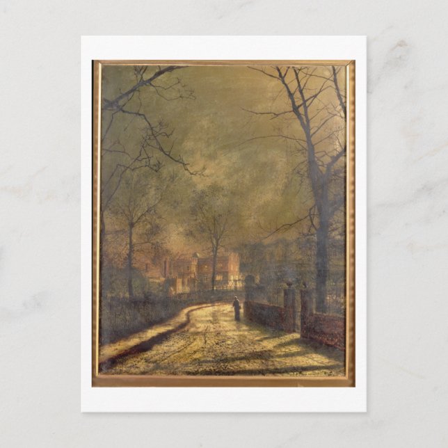 Herbstszene, Leeds, 1874 (Öl an Bord) Postkarte (Vorderseite)