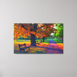 Herbsttag im Park Mauer Leinwanddruck