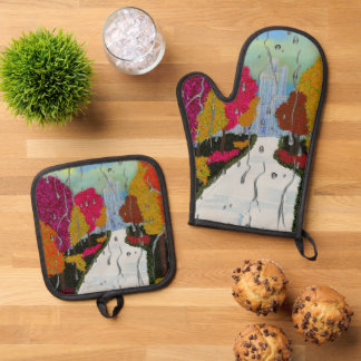 Herbsttag-Schürze Ofenhandschuh & Topflappen-Set