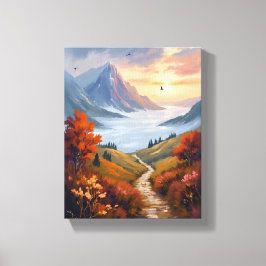 Herbsttagträume | Gemalte Herbstlandschaft im Gebi Leinwanddruck