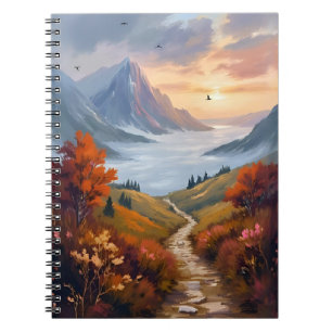Herbsttagträume   Gemalte Herbstlandschaft im Gebi Notizblock