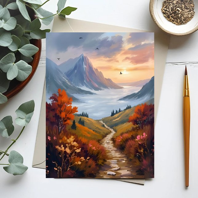 Herbsttagträume | Gemalte Herbstlandschaft im Gebi Postkarte (Von Creator hochgeladen)