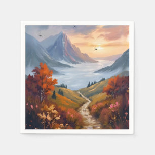 Herbsttagträume Gemalte Herbstlandschaft im Gebi Serviette