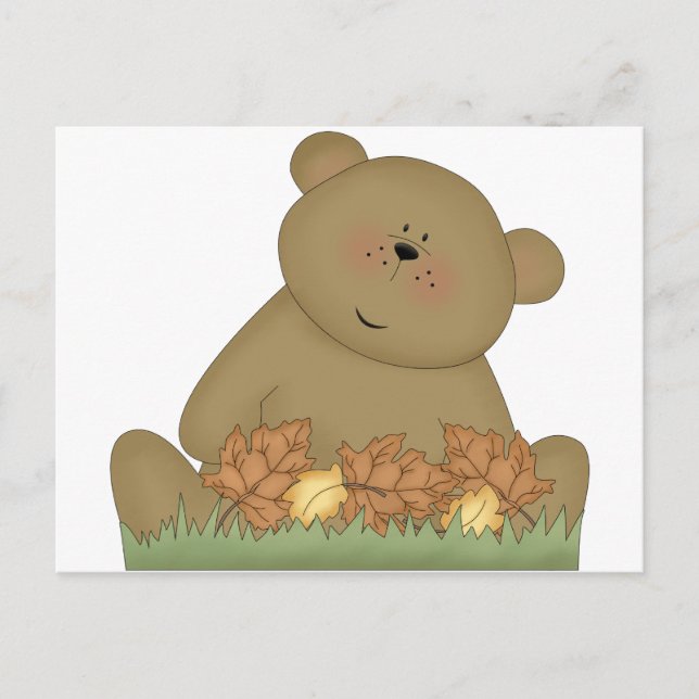 Herbstteddybär Postkarte (Vorderseite)
