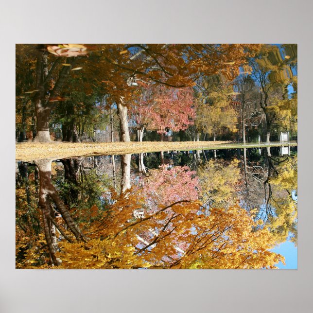 Herbstteich, Landschaft, auf den Kopf gestellt Poster (Vorne)