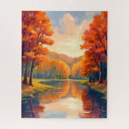 Herbstteich | Wasserfarben-Natur Herbstlaub