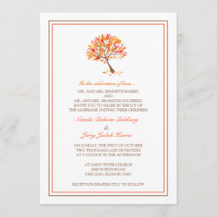 Herbstthema flache Hochzeit Einladung