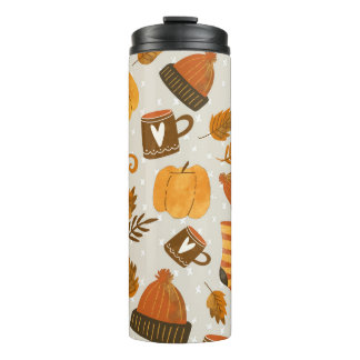 Herbstthema Nahtloses Fliesenmuster Thermosbecher