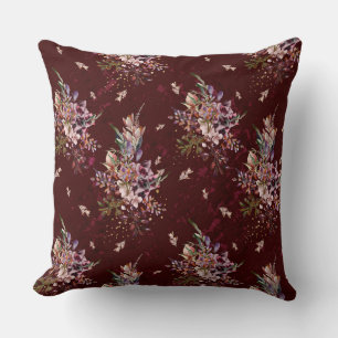 Herbsttief Burgund/Navy florales, reversibles Kiss Kissen
