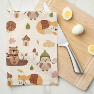 Herbsttiere aus Wäldern Geschirrtuch