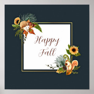 Herbsttiere und Natur mit anpassbarem Text Poster