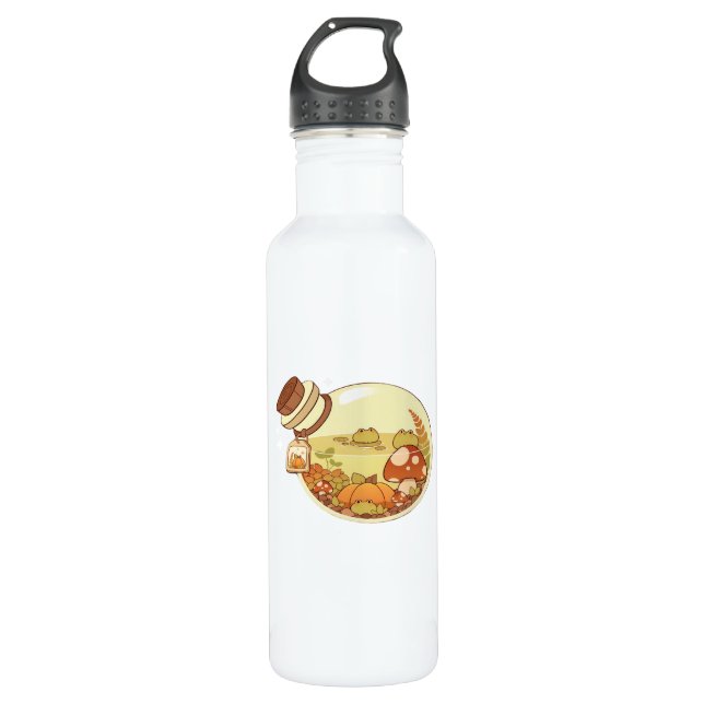 Herbsttrank Mit Fröschen Klassisch Edelstahlflasche (Vorderseite)