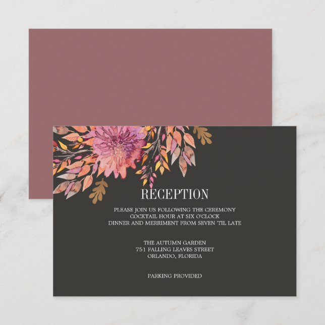Herbsttraum | EMPFANG der Hochzeitsanlage Einladung (Vorne/Hinten)