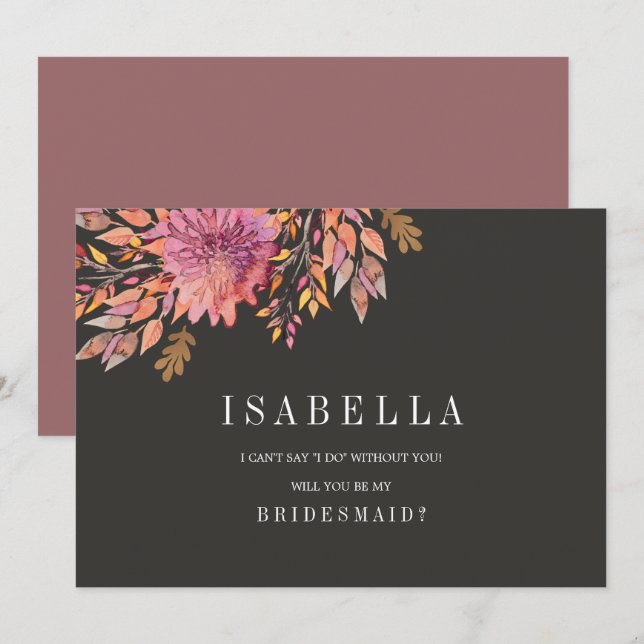 Herbsttraum | Hochzeit ist meine Bridesmaid Einladung (Vorne/Hinten)
