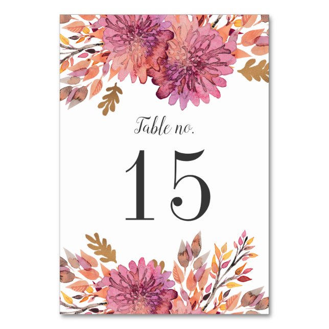 Herbsttraum | Hochzeitnummer Tischnummer (Vorderseite)