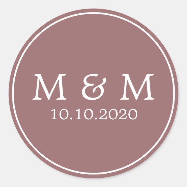 Herbsttraum | Hochzeitsklassische Monogramm Runder Aufkleber (Vorderseite)
