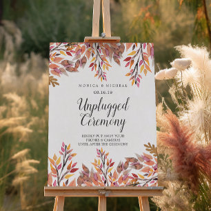 Herbsttraum Unplugged Wedding Ceremony Sign Poster