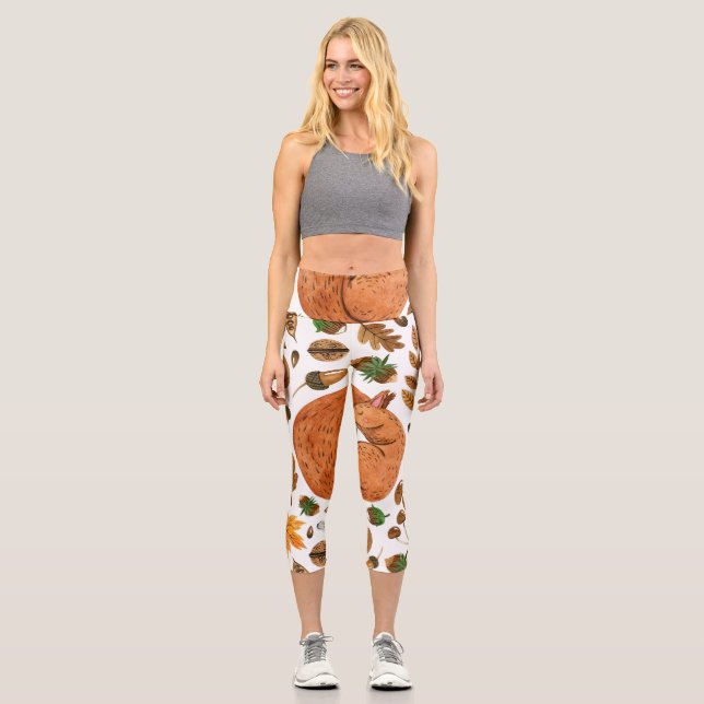 Herbstträume: Das Eichhörnchen im Wasser Capri Leggings (Vorderseite)